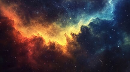 Fototapeta premium A truly stunning and mesmerizing nebula, exhibiting vibrant colors and an incredible cosmic energy deep in space