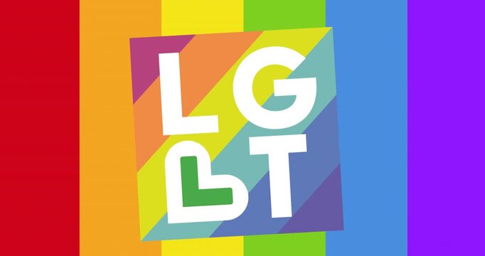 Animating LGBT text over rainbow-colored background
