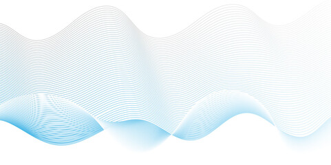 Vector Abstract blue blend digital wave lines and technology transparent background. Minimal carve wavy white flowing wave lines and glowing moving line. Futuristic sound wave lines background.