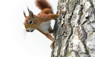 Squirrel small mammal animal with their long shaggy tail in forest habitat Generate AI