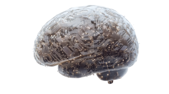 Digital brain transparent background - Powered by Adobe