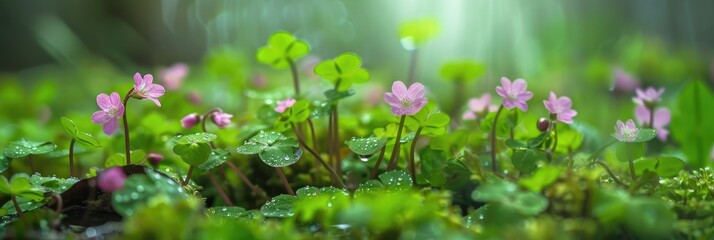 Captivating Discovery of Delicate Pink Melittis Melissophyllum Flowers in Spring Undergrowth