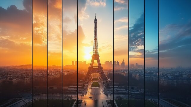 collage of famous landscape on the concept of traveling