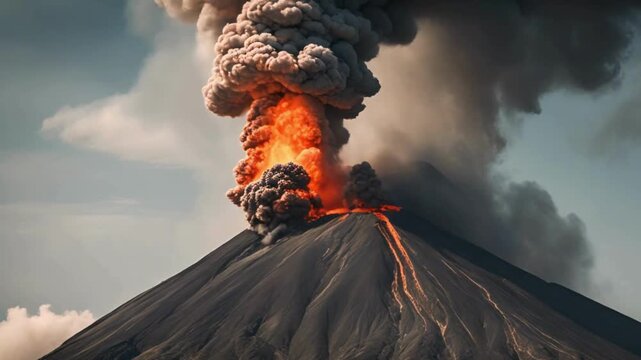 Thick, dark smoke billows dangerously from a raging wildfire, painting the night sky with an ominous red glow