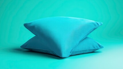 Luxury Blue Pillow In A Square Shape, Isolated On A Background With A Clipping Path