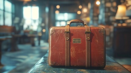 A suitcase near ocean, on the concept of traveling