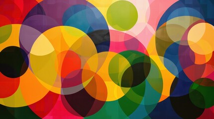 Obraz premium Bright, overlapping circles in various colors create an abstract artwork full of energy and movement