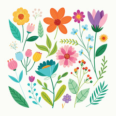 Seamless floral pattern with blooming flowers, a beautiful nature vector design for spring and summer decoration