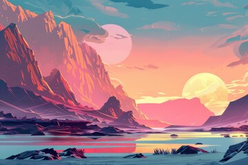 Beautiful sunset in the mountains