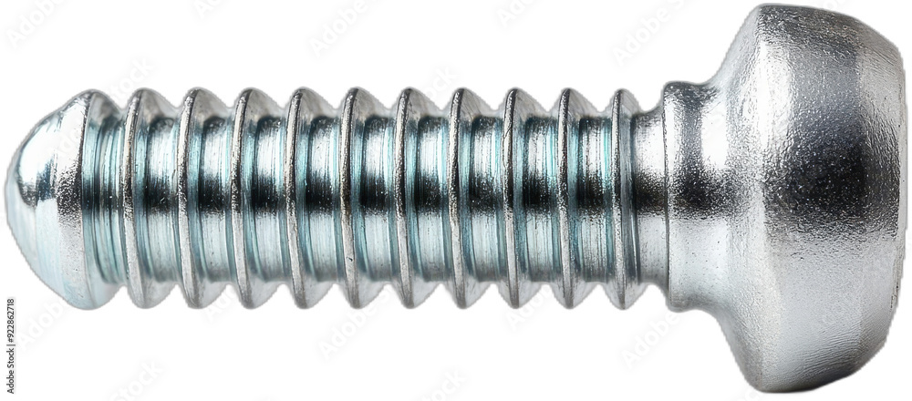 Wall mural close-up of a shiny metallic screw with a rounded head