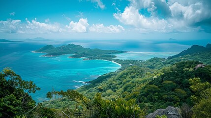 breathtaking view from Morne Blanc mountain in Seychelles