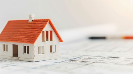 Acquisition of Building Permits for a Model Home with Detailed Blueprints and Official Documents on Desk Illustrating the Bureaucratic Process of Home Construction and Real Estate Development