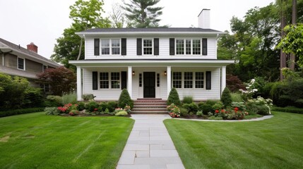 Residential home expansion project with builders and contractors working on extending and upgrading a family home including landscaping features like a lawn garden trees