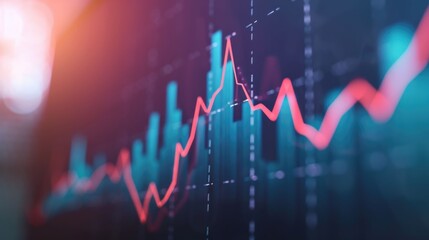 Fototapeta premium Upward Trending Financial Growth Charts and Graphs Displaying Profit Data Analytics Visualized on High Tech Display with Blurred Depth of Field