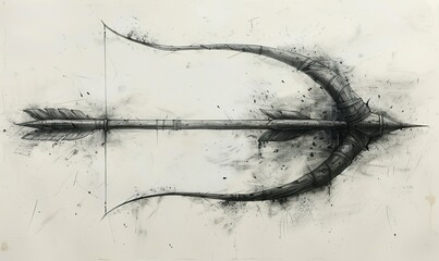 black marker drawing of a realistic arrow with ink lines on a white background.