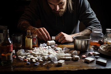 Men addicted to pills, alcohol, and cigarettes