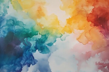 Obraz premium Colorful abstract watercolor painting featuring a blend of vibrant colors creating a dreamy atmosphere.