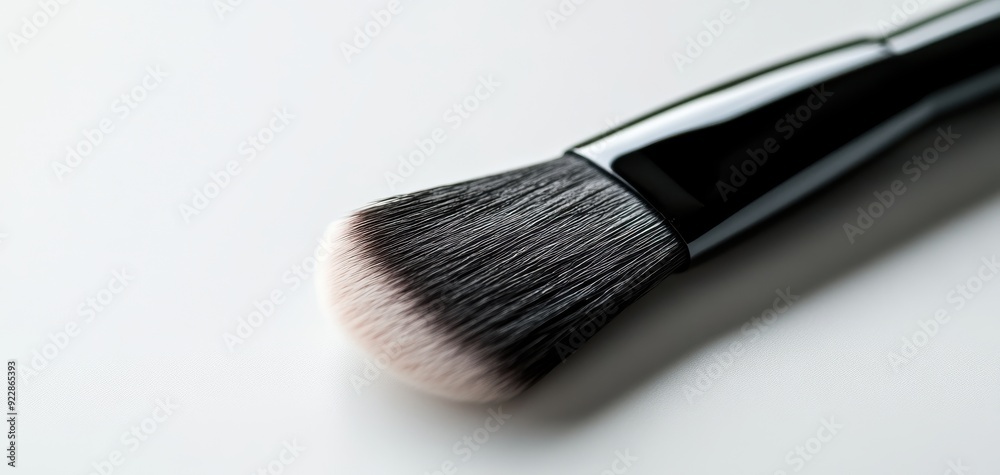 Wall mural Close-up of a makeup brush showcasing soft bristles, perfect for applying cosmetics and enhancing beauty routines.