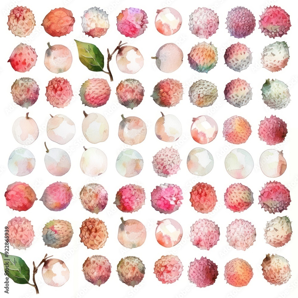 Canvas Prints A colorful arrangement of various fruits, showcasing their unique textures and colors.