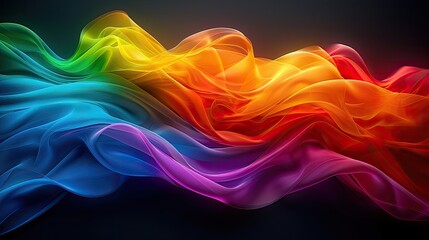Obraz premium abstract rainbow background with waves, on black background abstract colorful background 