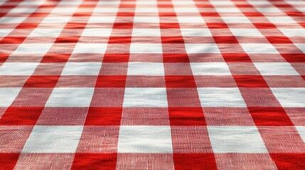 A checkered background with vibrant red and white squares, creating a playful and energetic visual reminiscent of a picnic blanket