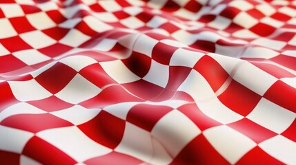 Obraz premium A checkered background with vibrant red and white squares, creating a playful and energetic visual reminiscent of a picnic blanket