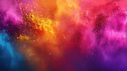 Fototapeta premium Abstract Burst of Color: A vibrant, energetic explosion of color paints a dynamic and abstract background. Swirls of blue, orange, and purple powder dance in a chaotic yet mesmerizing cloud.