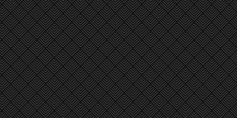 Fototapeta premium Vector overlapping Pattern geometric square wave line. black and gray square line seamless stripe geometric create retro diamond pattern black background.