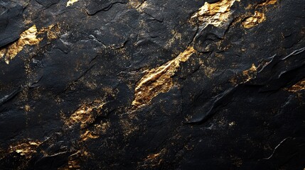 Black and Gold Abstract Texture: A captivating close-up of a textured surface with an intriguing blend of black and gold. This abstract image evokes a sense of luxury, mystery, and depth.