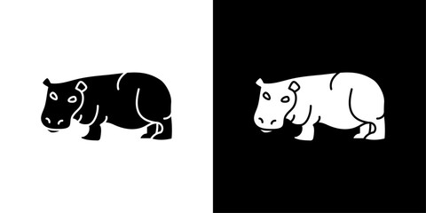 hippopotamus or hippo icon Thin line illustration set © Krupal