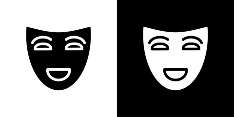 Theatrical mask icon Thin line illustration set
