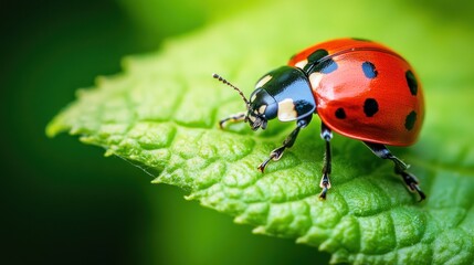 Fototapeta premium Ladybug on a Green Leaf