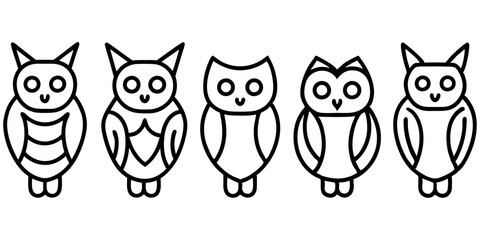 Owl icons set of Owl simple icon vector line art illustration