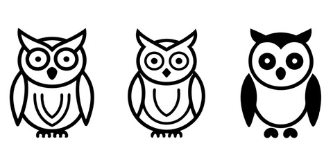 Owl icons set of Owl simple icon vector line art illustration
