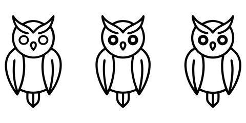Owl icons set of Owl simple icon vector line art illustration