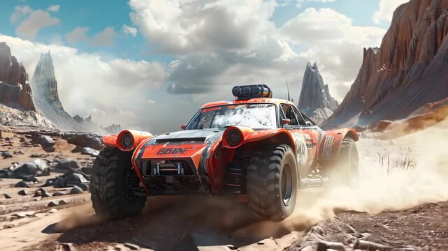 offroad car on the track Rock Footage 4K