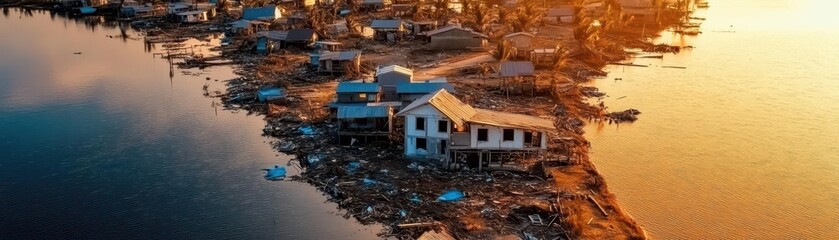 Obraz premium Natural disaster recovery, vibrant rebuilding, resilient communities, environmental restoration