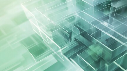 Abstract Digital Network: A captivating abstract image of intersecting lines and geometric shapes, rendered in soft, ethereal hues of blue and green.