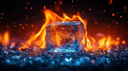 Ice Cube Resisting Flames in a Bed of Embers