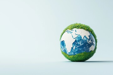 Fototapeta premium 3D Rendering of Blue and Green Earth with Carbon Neutral Logo, Isolated on Simple Background