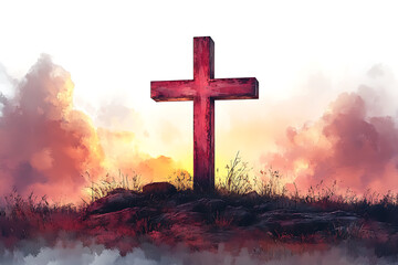 Obraz premium Minimalistic illustration of a black cross centered on a plain white background, emphasizing simplicity and contrast. 