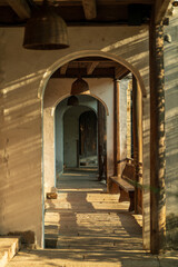 Empty Chinese arches and streets.