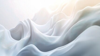 Obraz premium Serene Drapery: Light Gray Fabric Waves. Abstract flowing textile background with soft light and shadows. Elegant, sophisticated, and luxurious texture.