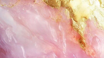 Fototapeta premium Abstract Gold and Pink Marble Swirl: A captivating close-up of a pink and gold marble swirl, with subtle streaks of white, evokes a sense of luxury and elegance.