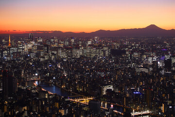 Obraz premium 東京都 街並みと夜景