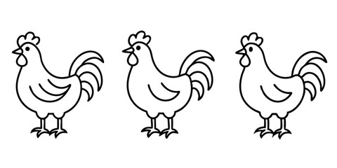 Rooster icons set of Rooster simple icon vector line art illustration