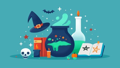 Fototapeta premium Halloween Witchcraft Potion Illustration