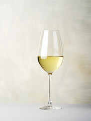 Fototapeta premium White Wine Glass on a Table with White Background