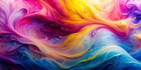 Obraz premium Abstract swirls of pink, yellow, blue, and purple paint , vibrant, colorful, pastel, artistic, background, texture, vibrant