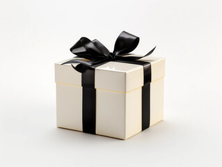 White Gift Box with Black Ribbon